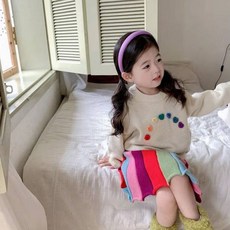 arbe 女童款彩虹愛心針織衫
