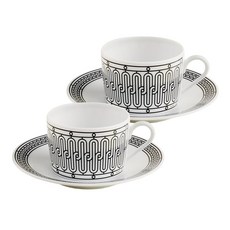 에르메스 H 데코 티 컵 + 소서 세트 037016P, 혼합색상, 2세트