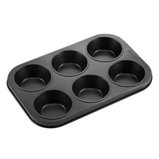 CHEFMADE 學廚 6孔瑪芬烤盤 黑色, 1個