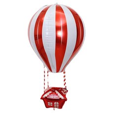 熱氣球條紋氣球, 3個, 紅色