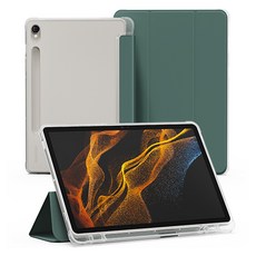 신지모루 클리어 펜슬 수납 태블릿PC 케이스, 다크 그린, 1개