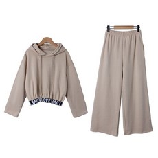 슈가펀 여성용 네르디 크롭 후드 트레이닝 세트