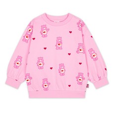 Care Bears 女童款樂觀小熊頭滿版印花寬鬆長袖上衣