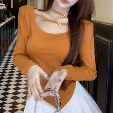 비비에모 여성용 섹시한 유니크 라운드 티셔츠 06148