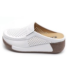 벨라노이 여성용 통기성 좋은 펀칭 소가죽 통굽 웨지 캐주얼 키높이 슬리퍼 5cm