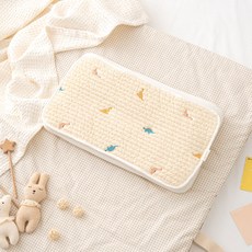 Malolotte 幼兒用覆蓋純棉人造絲汗枕墊, 可愛恐龍