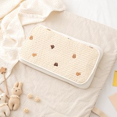 Malolotte 幼兒用覆蓋純棉人造絲汗枕墊, 兔子小熊