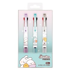JAVAPEN Chuuba Friends Chuuba 3色超低黏度油性3色原子筆 0.5mm 3種組, 1套, 白色, 薄荷綠, 紫色