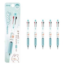 JAVAPEN Jjuba Friends Jjuba 3 Ball 超低黏度油性3色原子筆 0.5mm, 薄荷綠, 6個