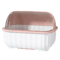 Block Mart 廚房碗盤收納盒 附蓋碗盤瀝水架 中型, 粉紅色, 1層, 1個