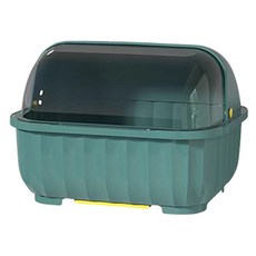 Block Mart 廚房碗盤收納盒 附蓋小型餐具瀝水架, 1層, 綠色