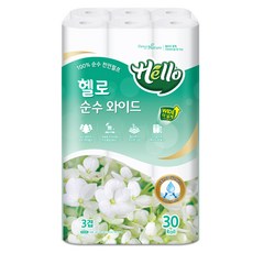 Hello Tissue 純淨寬天然紙漿3層衛生紙, 30m, 1個, 30入