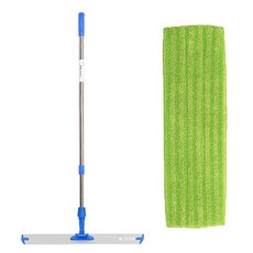 CleanMate 優質薄桿拖把+厚墊 2段桿組 綠色, 1組