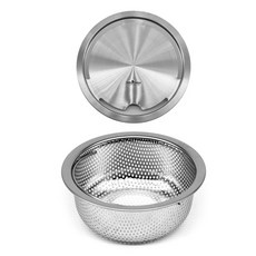 NEOCHEF 304不鏽鋼水槽排水口濾網 深掛勾型 + 不鏽鋼蓋套組, 1套