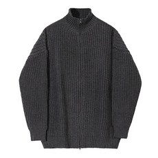 男士時尚潮流氣球袖高領長袖拉鍊開襟衫