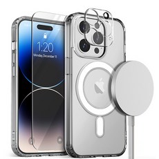 베루스 아이폰 마그네틱 맥세이프 휴대폰 케이스 크리스탈믹스 강화유리 액정보호필름 1매 + 카메라보호필름 1매