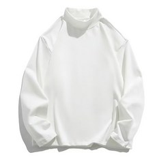 남성용 패션플로우 무지 긴팔 루즈핏 반폴라 티셔츠