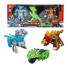 Toy&Toy 一鍵式恐龍變形機器人玩具 3件組, 混合顏色