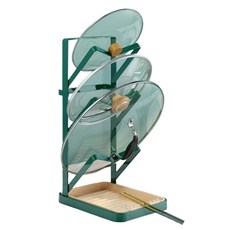 블럭마트 주방 조리대 다기능 냄비뚜껑 도마 받침대 3단, 그린, 1개