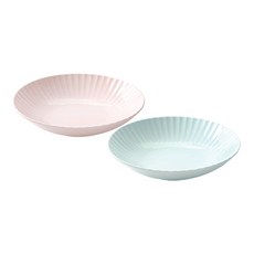 韓國 ZEN 彩色釉面褶邊沙拉碗 22cm 2件組, 1套, 莓果粉, 薄荷綠