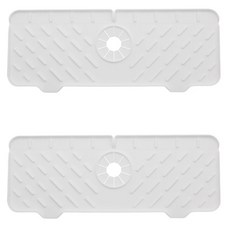 Block Mart 廚房水龍頭矽膠排水墊 2入, 白色, 1層