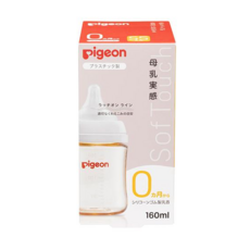 pigeon 貝親 實感哺乳塑膠奶瓶 0個月以上, 160ml, 白色, 1盒