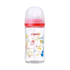 pigeon 貝親 實感哺乳玻璃奶瓶 3個月以上, 樂器版, 240ml, 1個