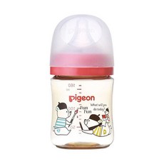 pigeon 貝親 實感哺乳塑膠奶瓶 0個月以上, 彩繪熊, 160ml, 1個