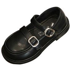 Uvely 兒童 Rowdy 搭扣式魔鬼氈皮革瑪莉珍平底鞋