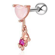 dieuamour 愛心熊穿孔耳環 單邊+保證書