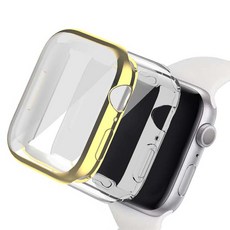 루아르모 애플워치 TPU 액정보호 풀커버 케이스 2p, 골드, 투명