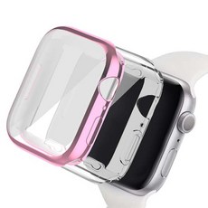 루아르모 애플워치 TPU 액정보호 풀커버 케이스 2p, 핑크, 투명