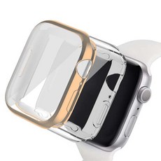 루아르모 애플워치 TPU 액정보호 풀커버 케이스 2p, 로즈골드, 투명