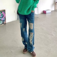 메이첼 여성용 빈티지 워싱 일자핏 데님 팬츠 04678