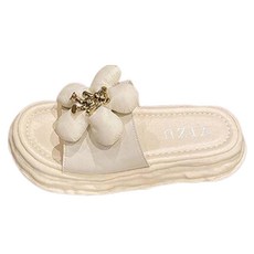 PEONIST 女款小熊花朵厚底拖鞋