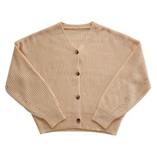 플랜데이 여성용 베이직 우디 브이넥 오버핏 니트 가디건