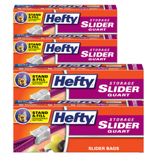 Hefty 滑軌式冷藏保鮮夾鏈袋 中型 20入 x 2個 + 大型 15入 x 2個 組, 1套, 混合