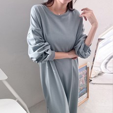 寶莉媽 Oversize 長袖 大尺碼 孕婦 長版連身裙 R308