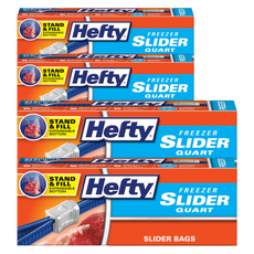 Hefty 滑軌式冷凍夾鏈袋 中型 15入 x 2件 + 大型 10入 x 2件組合, 1套, 混合