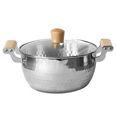 IH電磁爐適用Haemoton不鏽鋼雙耳鍋, 銀色, 1個, 20cm