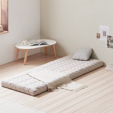 헤이몰리 드림핑 9존 기절 바닥 수면 토퍼 매트리스 + 보관용 스트랩, 베이지, 8cm