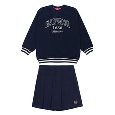 하버드키즈 여아용 U넥 맨투맨 + 치마바지 세트