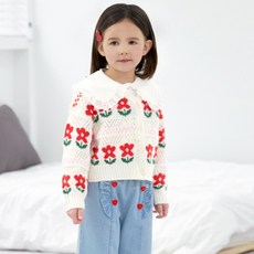 MARI N MORI 女童復古花卉針織開襟衫