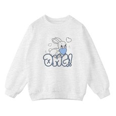 Jenny 女童寬鬆版藍色兔子大學T JN1010M