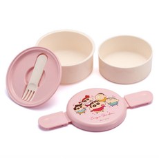 Skater 便攜式雙層便當盒 500ml + 叉子組 ONWR1AG, 小新粉紅, 1套