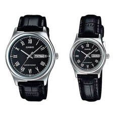 CASIO 卡西歐 男女通用3針類比石英皮革情侶手錶 MTP-V006L-1B+LTP-V006L-1B組