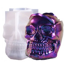 Daysoy 可愛造型 DIY 蠟燭 蠟燭 矽膠模具, 08 骷髏頭, 1個