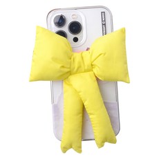 메르시밴드 패딩 리본 그립팝 스마트톡, 옐로우, 1개