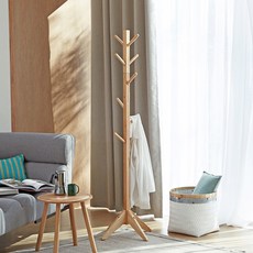WOODYHOME 原木旋轉型方形腿立式衣架, 淺木色