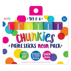 OOLY 胖胖螢光繪畫棒 chunkies paint sticks, 6色, 1套